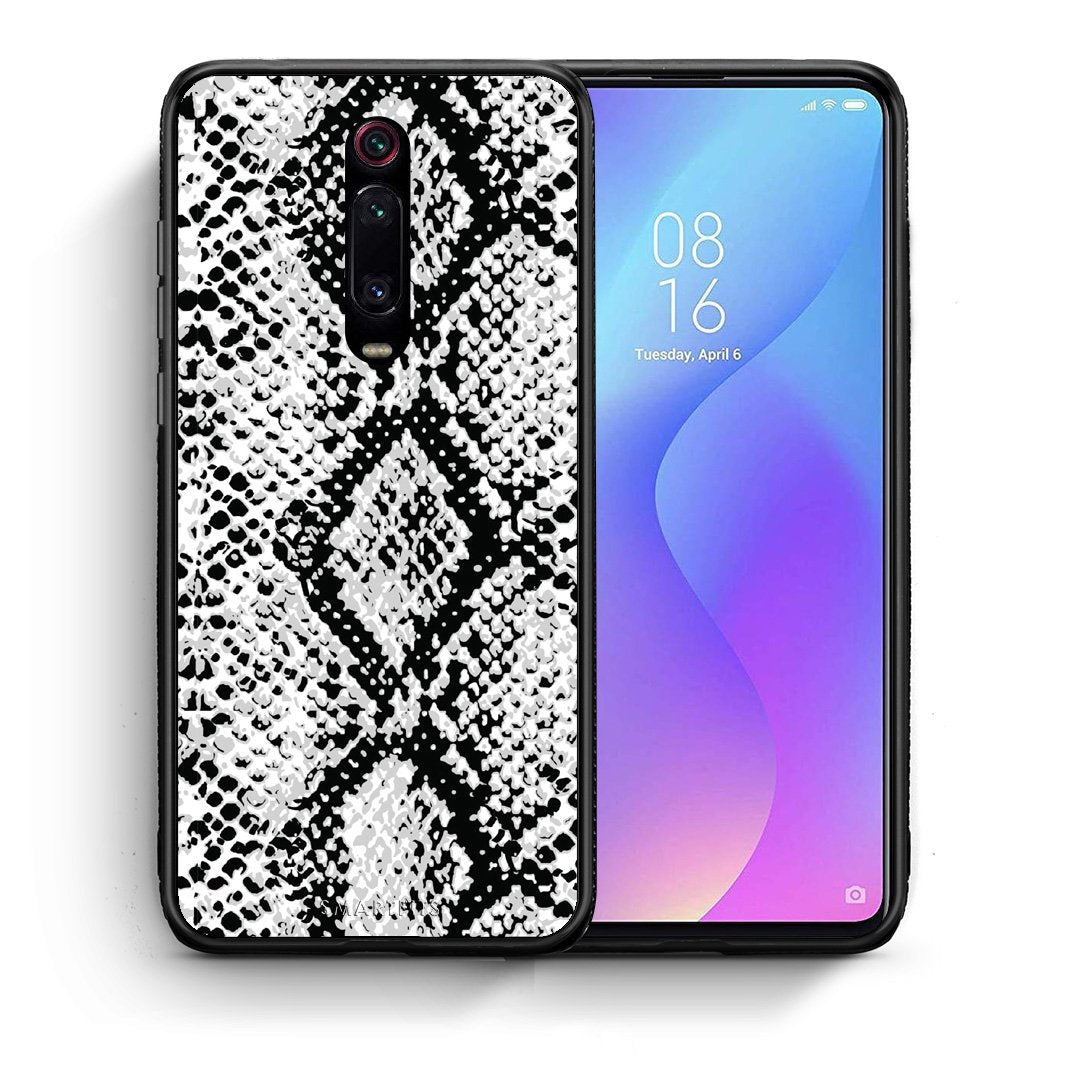 Θήκη Xiaomi Mi 9T White Snake Animal από τη Smartfits με σχέδιο στο πίσω μέρος και μαύρο περίβλημα | Xiaomi Mi 9T White Snake Animal case with colorful back and black bezels