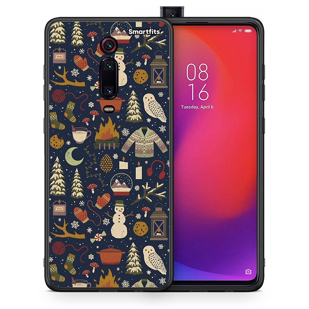 Θήκη Xiaomi Redmi K20/K20 Pro Christmas Elements από τη Smartfits με σχέδιο στο πίσω μέρος και μαύρο περίβλημα | Xiaomi Redmi K20/K20 Pro Christmas Elements case with colorful back and black bezels