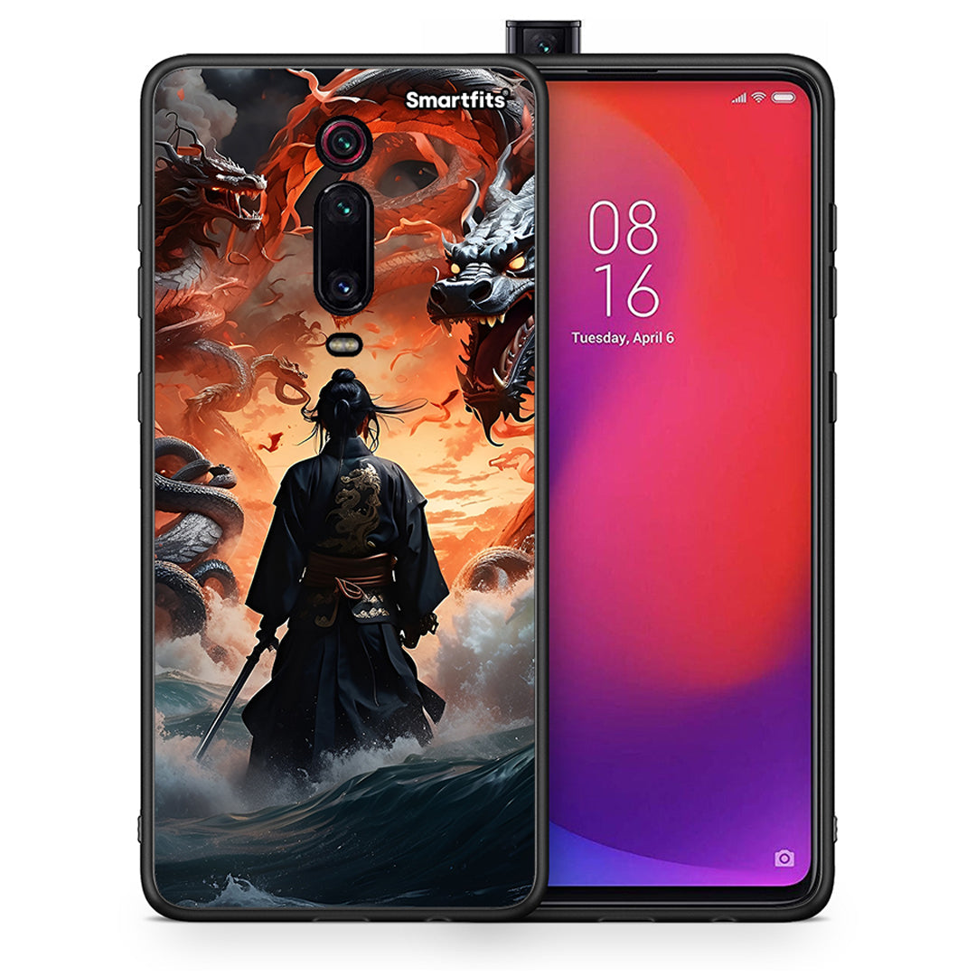 Θήκη Xiaomi Mi 9T Dragons Fight από τη Smartfits με σχέδιο στο πίσω μέρος και μαύρο περίβλημα | Xiaomi Mi 9T Dragons Fight case with colorful back and black bezels