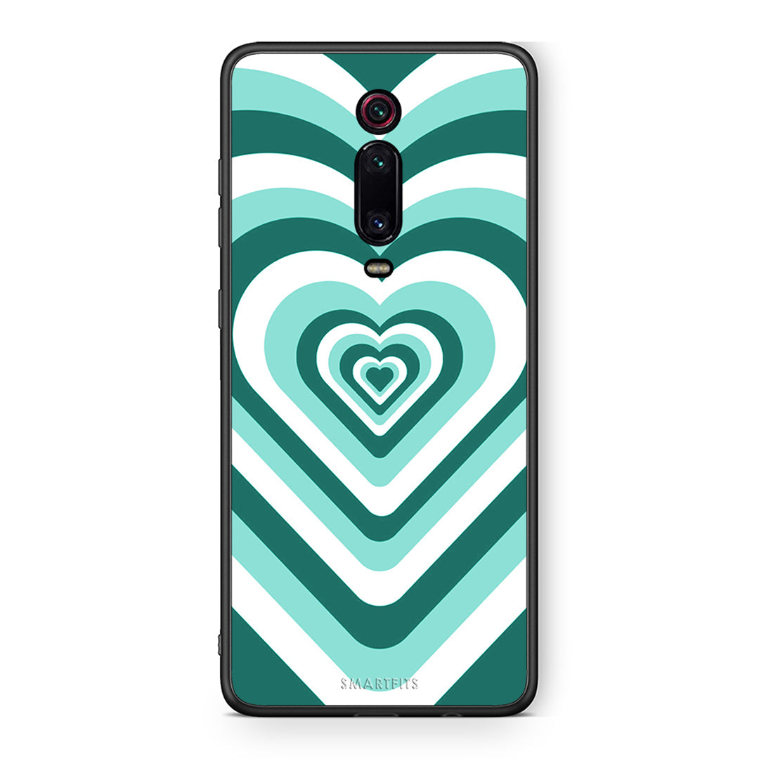 Xiaomi Mi 9T Green Hearts θήκη από τη Smartfits με σχέδιο στο πίσω μέρος και μαύρο περίβλημα | Smartphone case with colorful back and black bezels by Smartfits