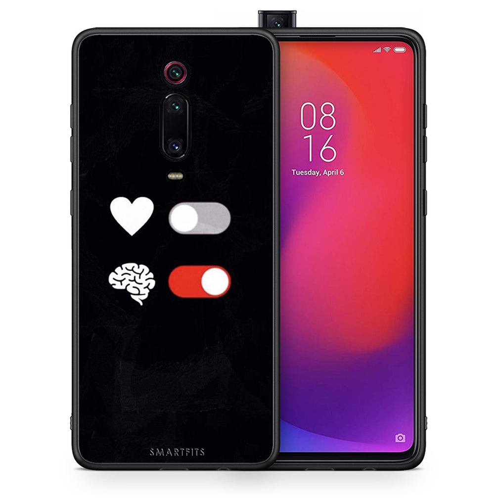 Θήκη Αγίου Βαλεντίνου Xiaomi Mi 9T Heart Vs Brain από τη Smartfits με σχέδιο στο πίσω μέρος και μαύρο περίβλημα | Xiaomi Mi 9T Heart Vs Brain case with colorful back and black bezels