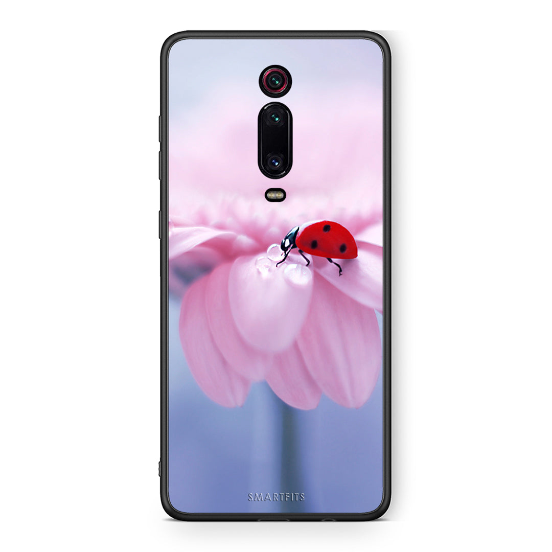 Xiaomi Mi 9T Ladybug Flower θήκη από τη Smartfits με σχέδιο στο πίσω μέρος και μαύρο περίβλημα | Smartphone case with colorful back and black bezels by Smartfits
