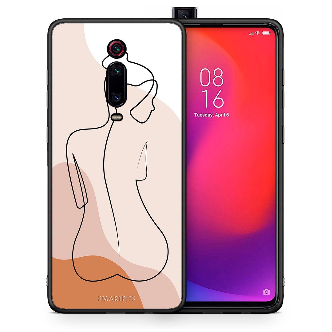Θήκη Xiaomi Mi 9T LineArt Woman από τη Smartfits με σχέδιο στο πίσω μέρος και μαύρο περίβλημα | Xiaomi Mi 9T LineArt Woman case with colorful back and black bezels
