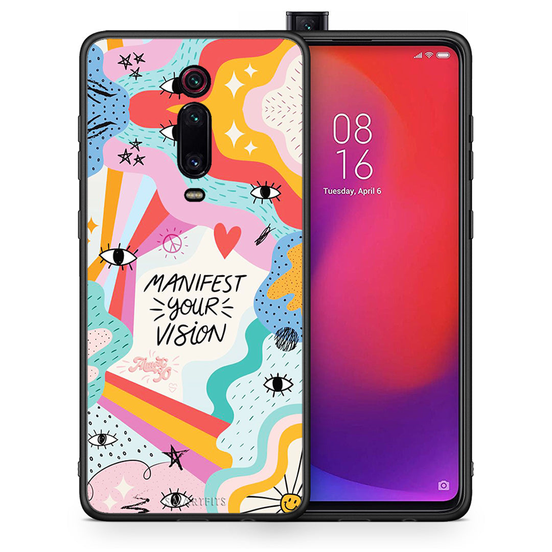 Θήκη Xiaomi Redmi K20/K20 Pro Manifest Your Vision από τη Smartfits με σχέδιο στο πίσω μέρος και μαύρο περίβλημα | Xiaomi Redmi K20/K20 Pro Manifest Your Vision case with colorful back and black bezels