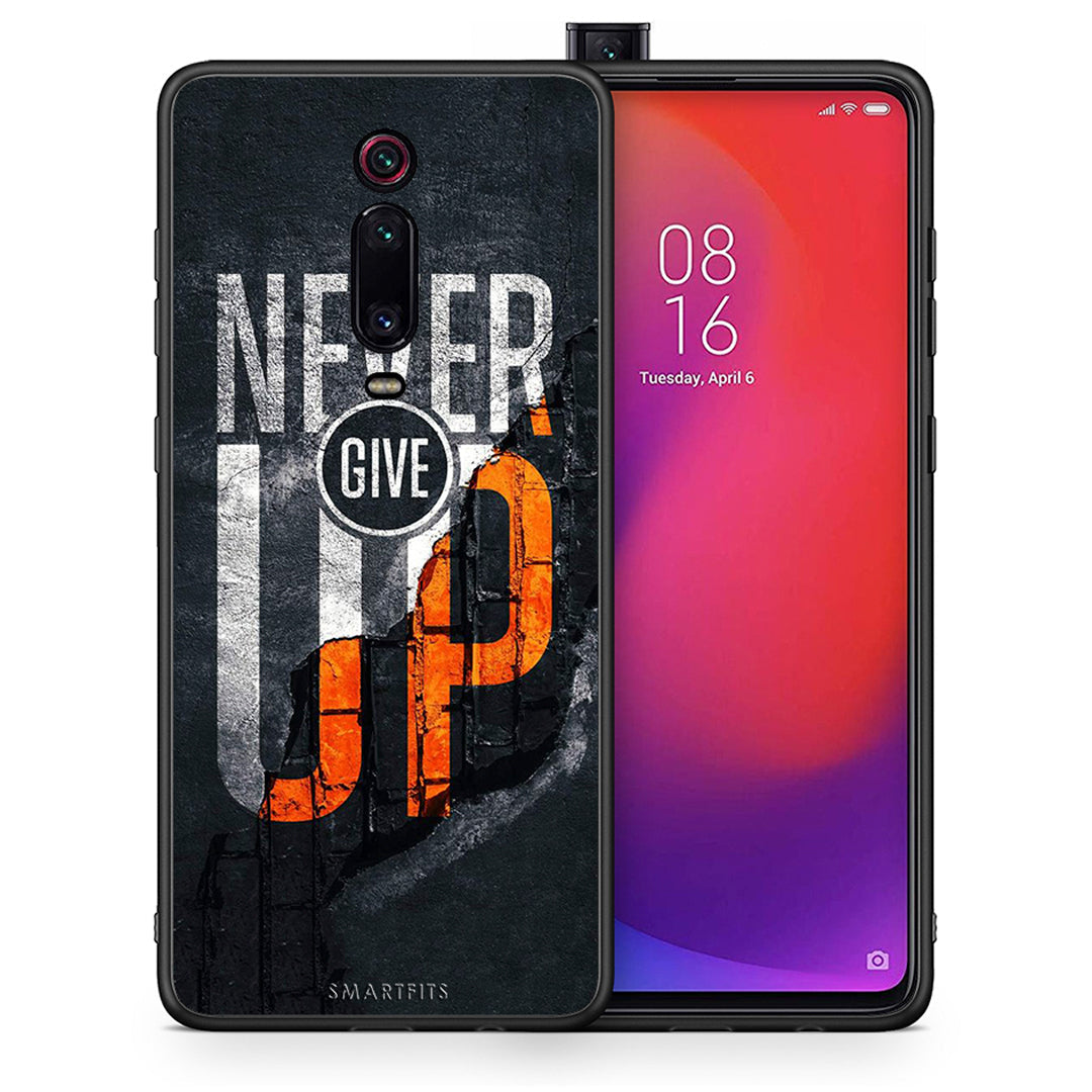 Θήκη Αγίου Βαλεντίνου Xiaomi Redmi K20 / K20 Pro Never Give Up από τη Smartfits με σχέδιο στο πίσω μέρος και μαύρο περίβλημα | Xiaomi Redmi K20 / K20 Pro Never Give Up case with colorful back and black bezels