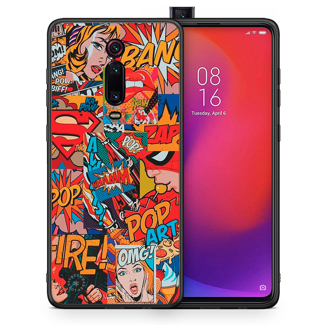 Θήκη Xiaomi Mi 9T PopArt OMG από τη Smartfits με σχέδιο στο πίσω μέρος και μαύρο περίβλημα | Xiaomi Mi 9T PopArt OMG case with colorful back and black bezels