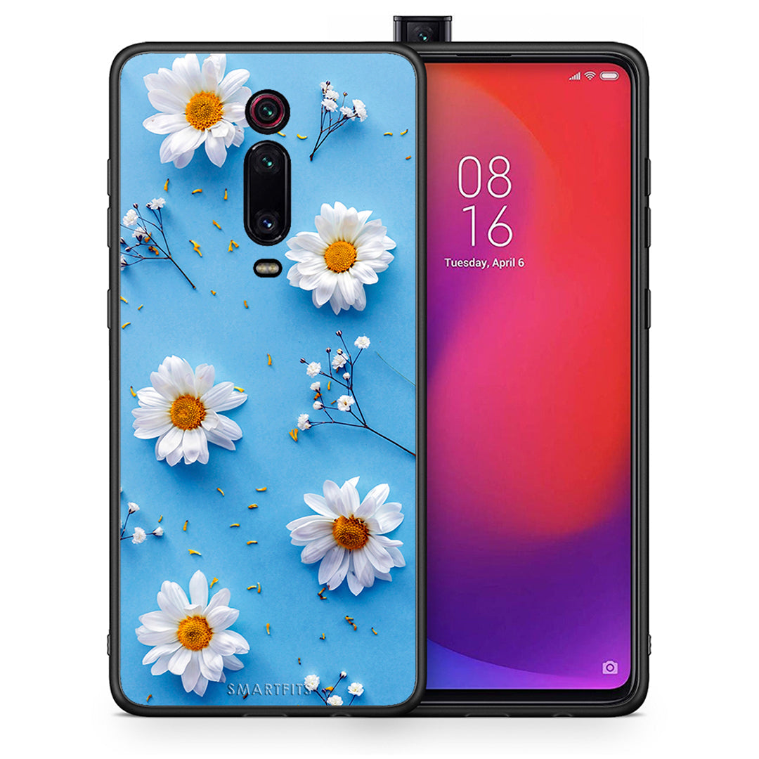 Θήκη Xiaomi Redmi K20/K20 Pro Real Daisies από τη Smartfits με σχέδιο στο πίσω μέρος και μαύρο περίβλημα | Xiaomi Redmi K20/K20 Pro Real Daisies case with colorful back and black bezels