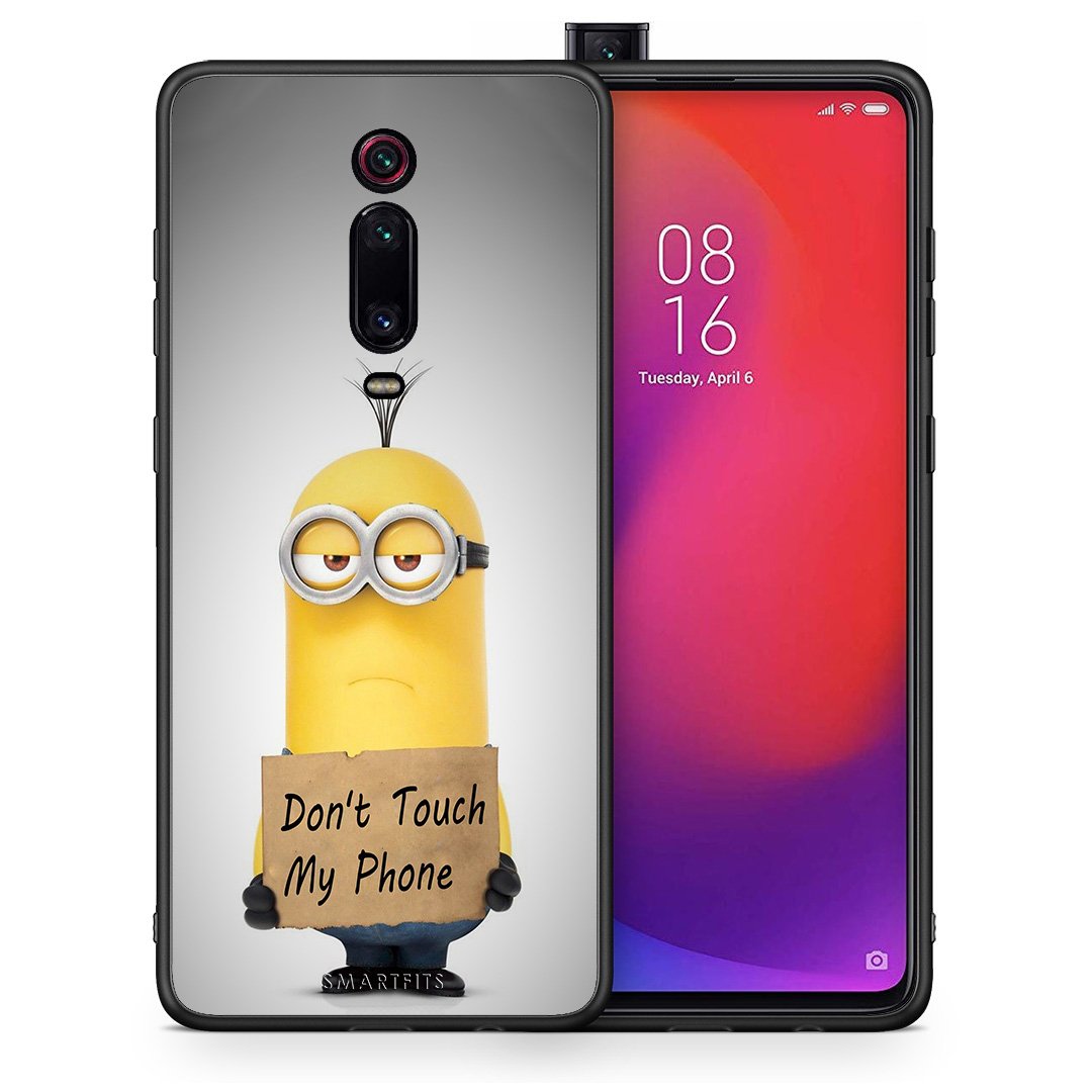 Θήκη Xiaomi Mi 9T Minion Text από τη Smartfits με σχέδιο στο πίσω μέρος και μαύρο περίβλημα | Xiaomi Mi 9T Minion Text case with colorful back and black bezels