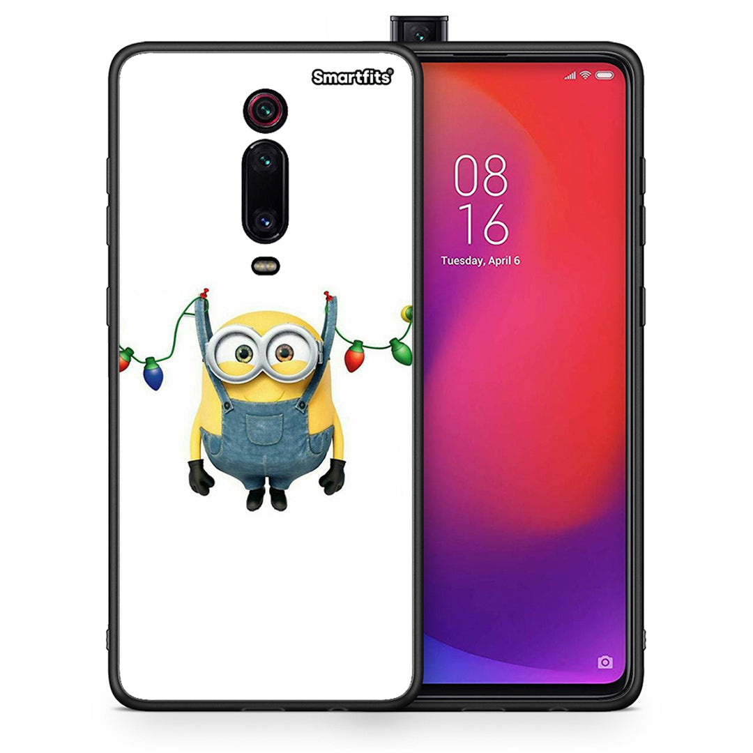 Θήκη Xiaomi Redmi K20/K20 Pro Xmas Minion Lights από τη Smartfits με σχέδιο στο πίσω μέρος και μαύρο περίβλημα | Xiaomi Redmi K20/K20 Pro Xmas Minion Lights case with colorful back and black bezels