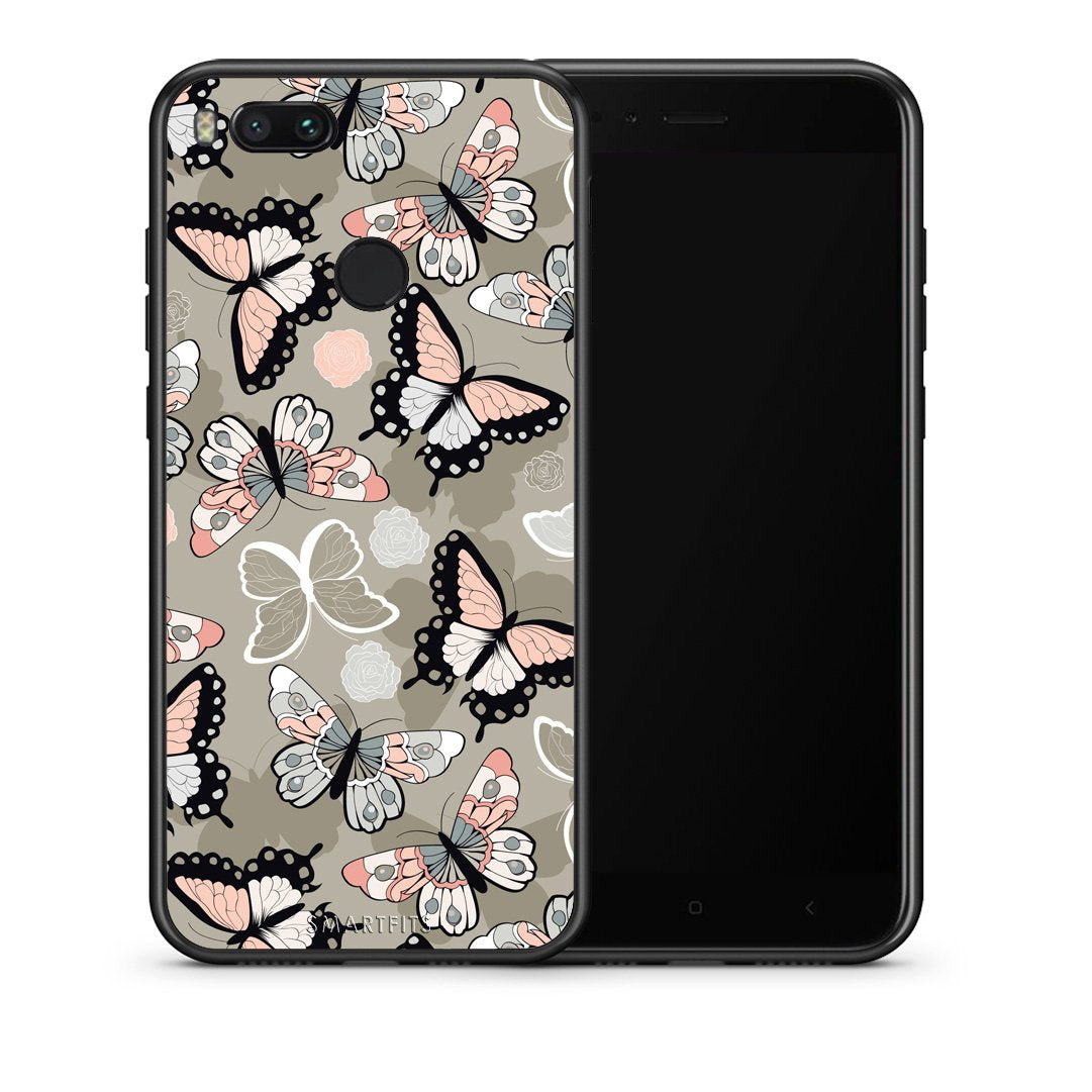 Θήκη Xiaomi Mi A1 Butterflies Boho από τη Smartfits με σχέδιο στο πίσω μέρος και μαύρο περίβλημα | Xiaomi Mi A1 Butterflies Boho case with colorful back and black bezels