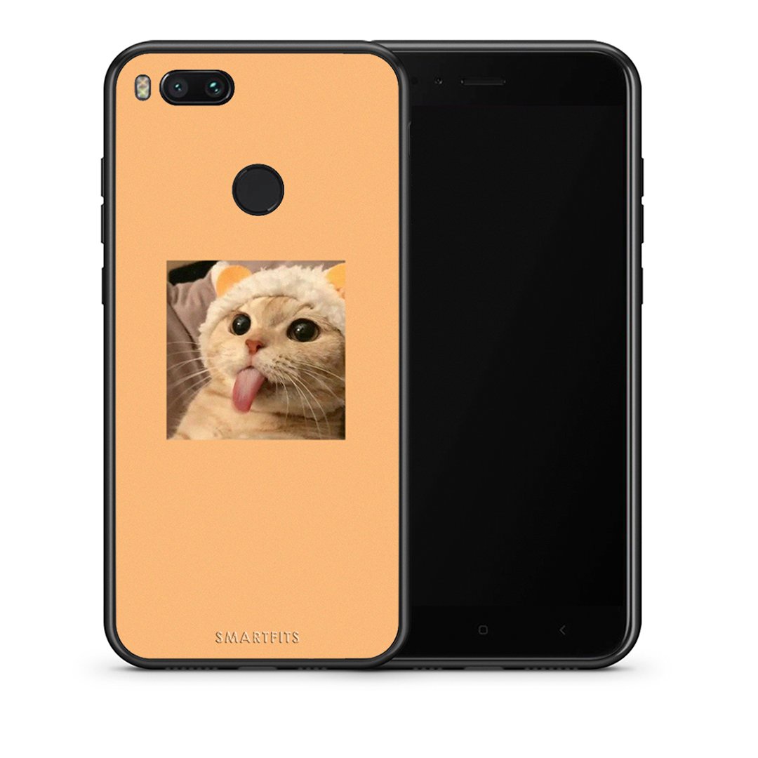 Θήκη Xiaomi Mi A1 Cat Tongue από τη Smartfits με σχέδιο στο πίσω μέρος και μαύρο περίβλημα | Xiaomi Mi A1 Cat Tongue case with colorful back and black bezels