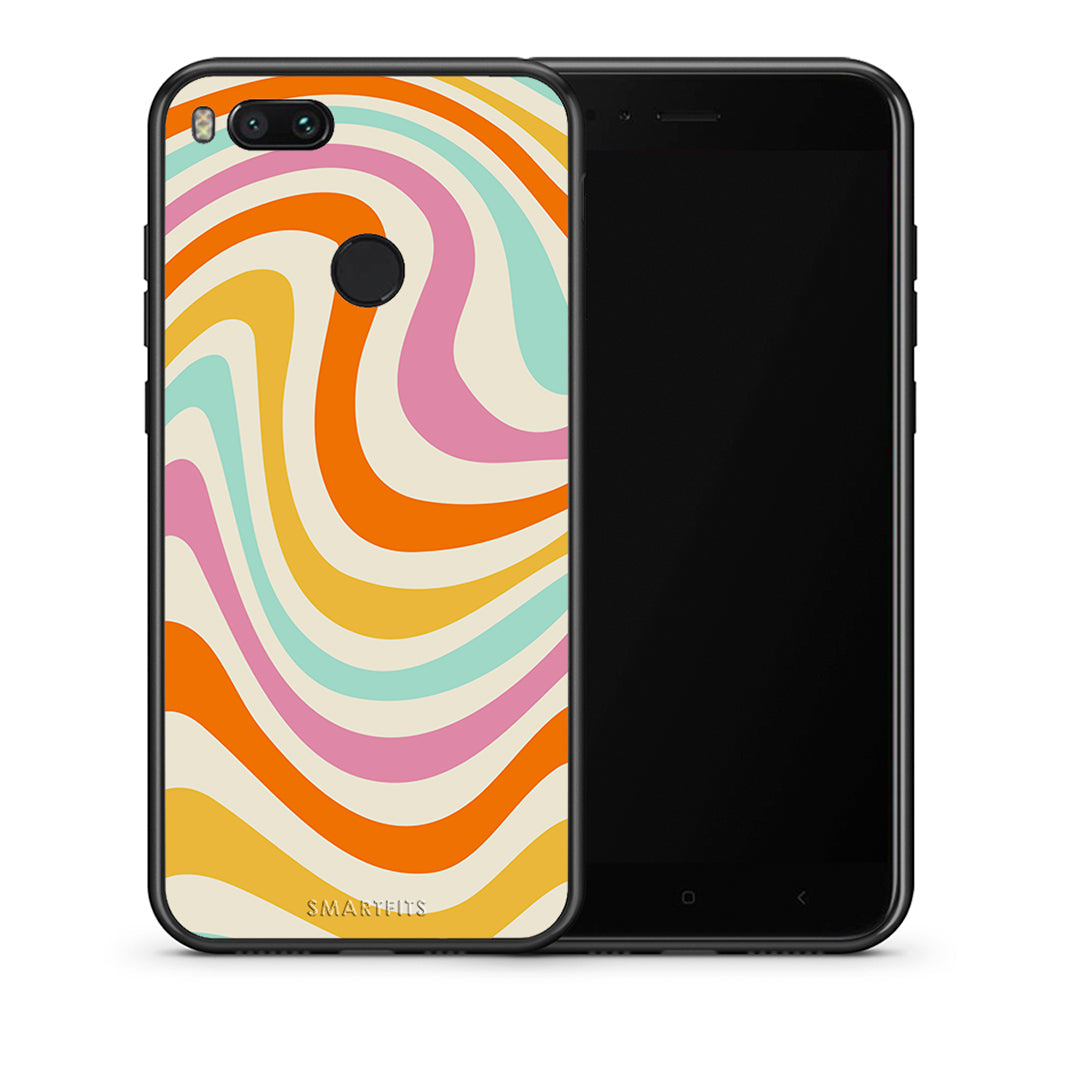 Θήκη Xiaomi Mi A1 Colourful Waves από τη Smartfits με σχέδιο στο πίσω μέρος και μαύρο περίβλημα | Xiaomi Mi A1 Colourful Waves case with colorful back and black bezels