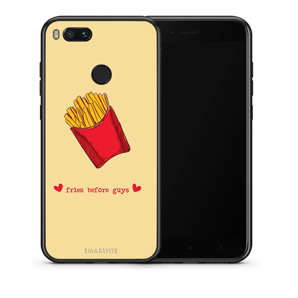 Θήκη Αγίου Βαλεντίνου Xiaomi Mi A1 Fries Before Guys από τη Smartfits με σχέδιο στο πίσω μέρος και μαύρο περίβλημα | Xiaomi Mi A1 Fries Before Guys case with colorful back and black bezels