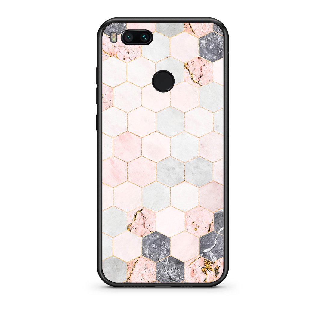 4 - xiaomi mi aHexagon Pink Marble case, cover, bumper