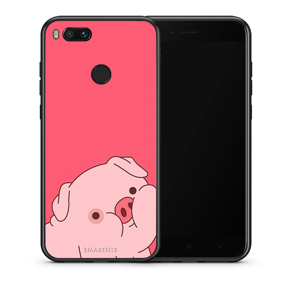 Θήκη Αγίου Βαλεντίνου Xiaomi Mi A1 Pig Love 1 από τη Smartfits με σχέδιο στο πίσω μέρος και μαύρο περίβλημα | Xiaomi Mi A1 Pig Love 1 case with colorful back and black bezels