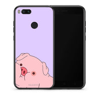 Thumbnail for Θήκη Αγίου Βαλεντίνου Xiaomi Mi A1 Pig Love 2 από τη Smartfits με σχέδιο στο πίσω μέρος και μαύρο περίβλημα | Xiaomi Mi A1 Pig Love 2 case with colorful back and black bezels