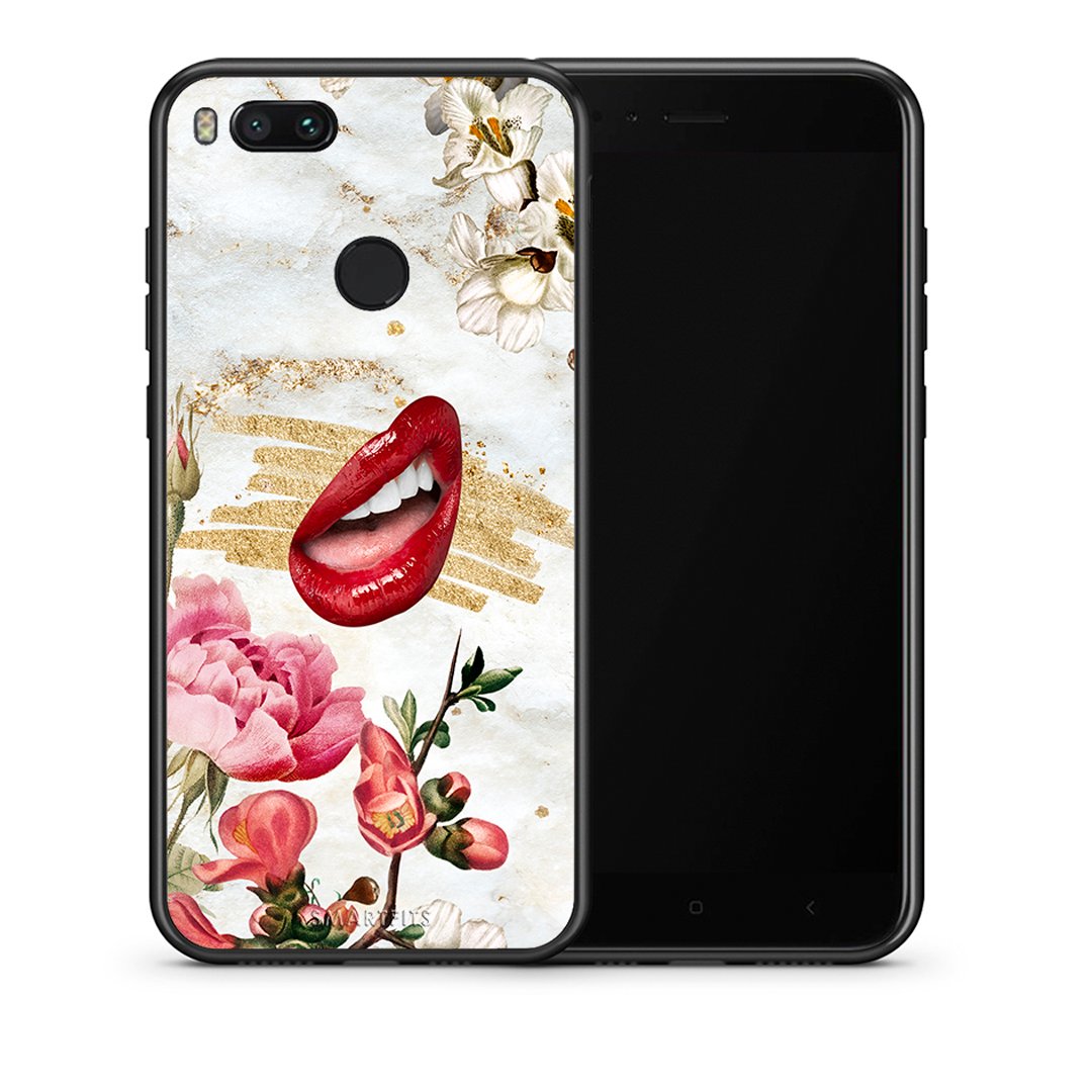 Θήκη Xiaomi Mi A1 Red Lips από τη Smartfits με σχέδιο στο πίσω μέρος και μαύρο περίβλημα | Xiaomi Mi A1 Red Lips case with colorful back and black bezels