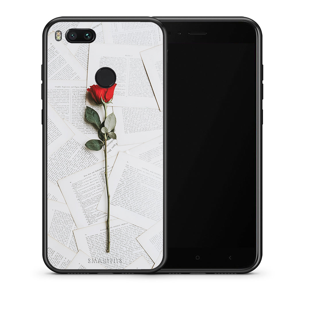 Θήκη Xiaomi Mi A1 Red Rose από τη Smartfits με σχέδιο στο πίσω μέρος και μαύρο περίβλημα | Xiaomi Mi A1 Red Rose case with colorful back and black bezels