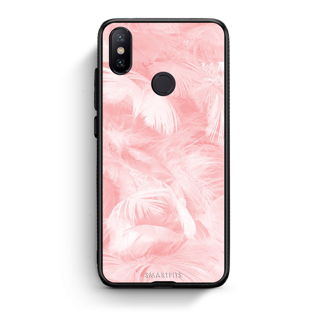 33 - Xiaomi Mi A2  Pink Feather Boho case, cover, bumper