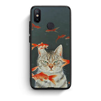 Thumbnail for Xiaomi Mi A2 Cat Goldfish θήκη από τη Smartfits με σχέδιο στο πίσω μέρος και μαύρο περίβλημα | Smartphone case with colorful back and black bezels by Smartfits