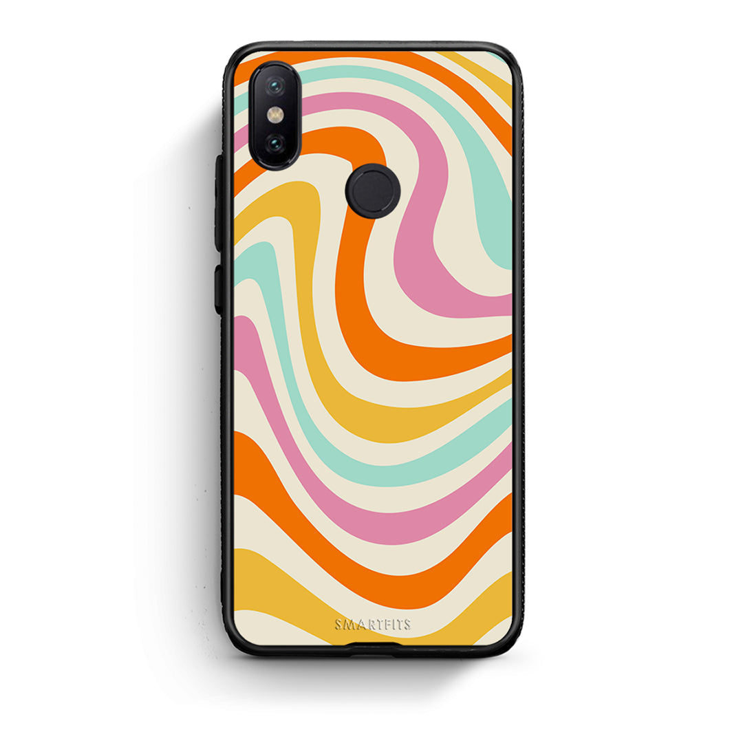 Xiaomi Mi A2 Colourful Waves θήκη από τη Smartfits με σχέδιο στο πίσω μέρος και μαύρο περίβλημα | Smartphone case with colorful back and black bezels by Smartfits