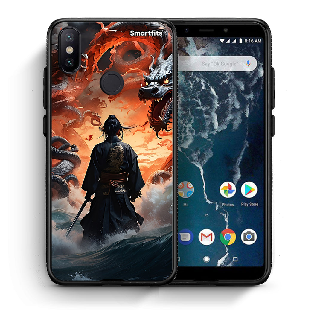 Θήκη Xiaomi Mi A2 Dragons Fight από τη Smartfits με σχέδιο στο πίσω μέρος και μαύρο περίβλημα | Xiaomi Mi A2 Dragons Fight case with colorful back and black bezels