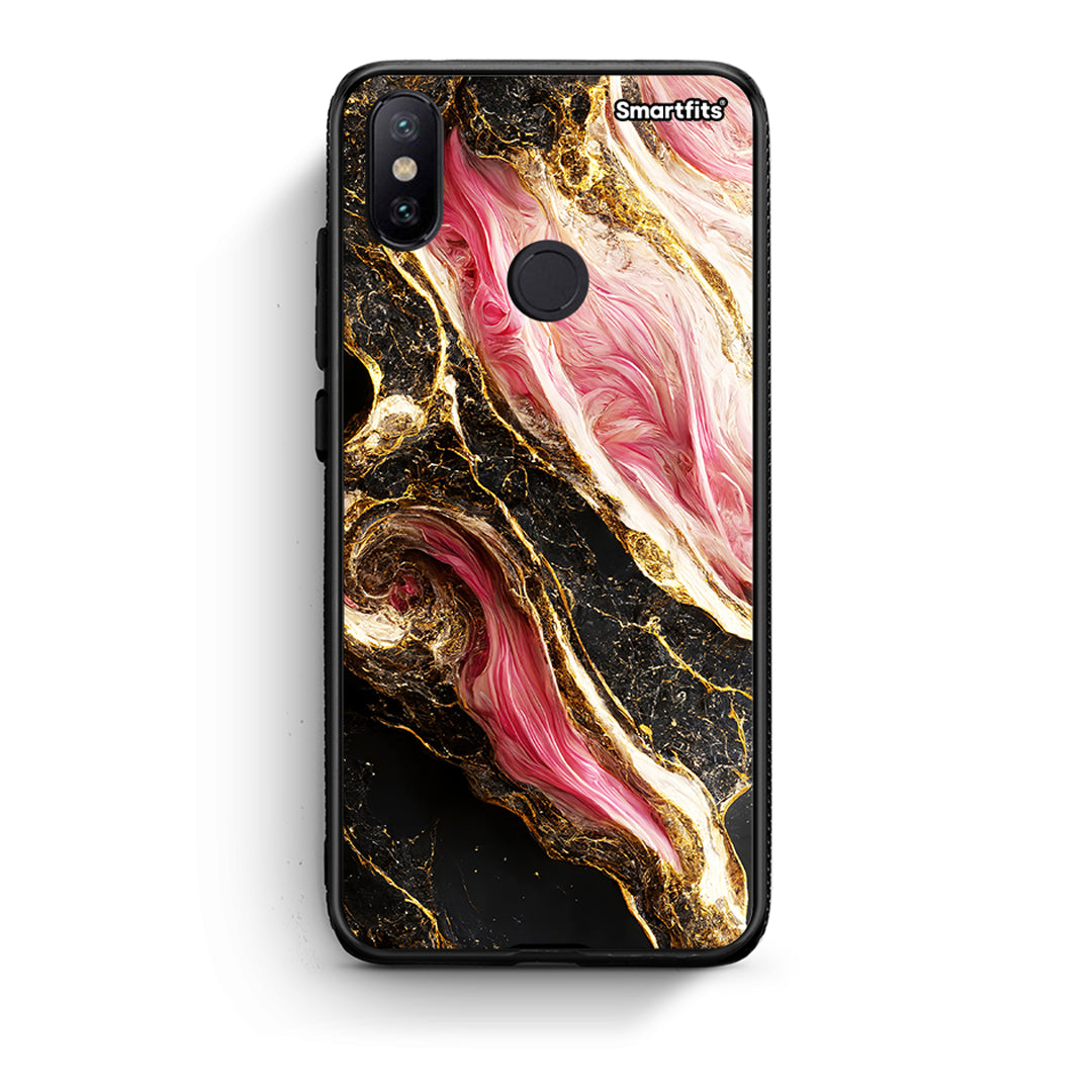 Xiaomi Mi A2 Glamorous Pink Marble θήκη από τη Smartfits με σχέδιο στο πίσω μέρος και μαύρο περίβλημα | Smartphone case with colorful back and black bezels by Smartfits