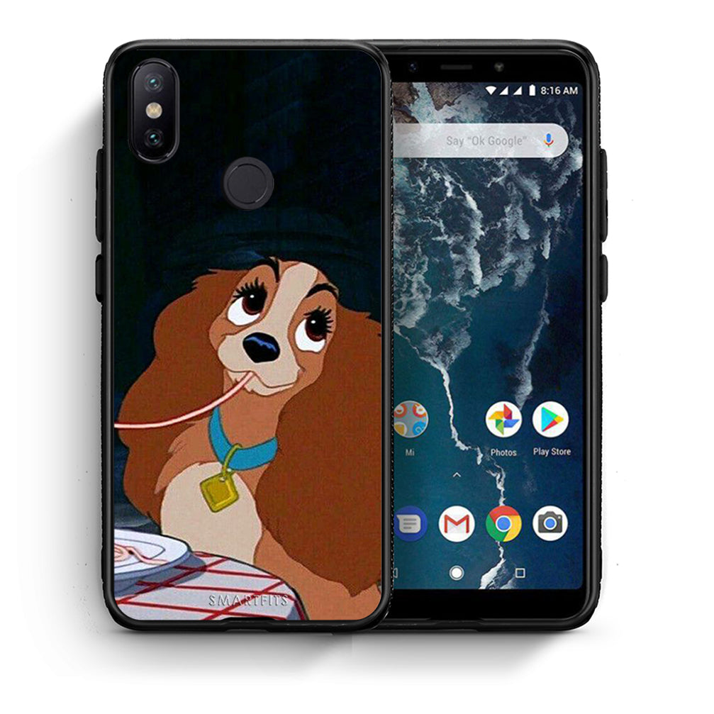 Θήκη Αγίου Βαλεντίνου Xiaomi Mi A2 Lady And Tramp 2 από τη Smartfits με σχέδιο στο πίσω μέρος και μαύρο περίβλημα | Xiaomi Mi A2 Lady And Tramp 2 case with colorful back and black bezels