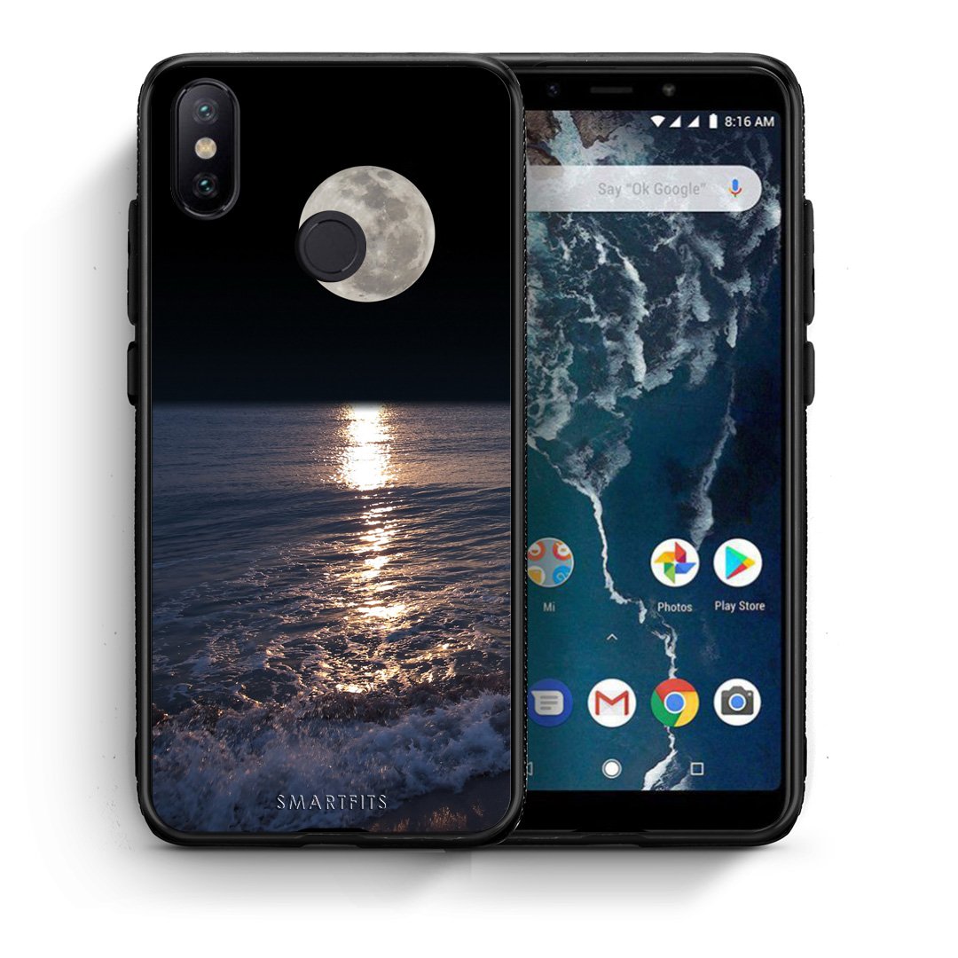 Θήκη Xiaomi Mi A2 Moon Landscape από τη Smartfits με σχέδιο στο πίσω μέρος και μαύρο περίβλημα | Xiaomi Mi A2 Moon Landscape case with colorful back and black bezels