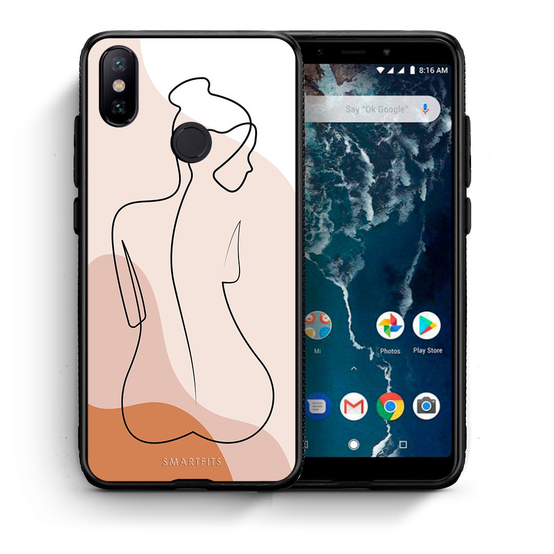 Θήκη Xiaomi Mi A2 LineArt Woman από τη Smartfits με σχέδιο στο πίσω μέρος και μαύρο περίβλημα | Xiaomi Mi A2 LineArt Woman case with colorful back and black bezels