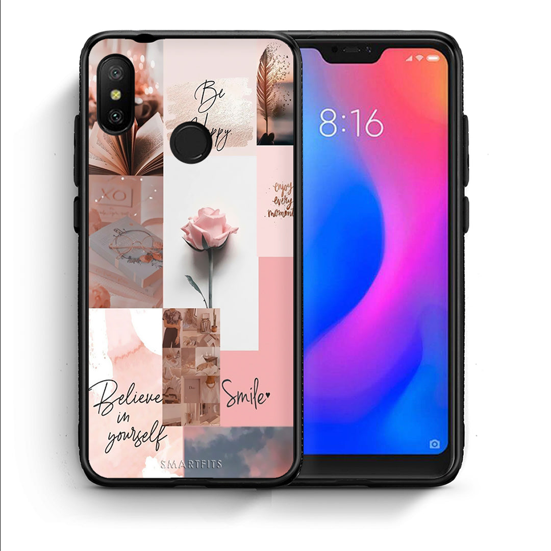 Θήκη Xiaomi Mi A2 Lite Aesthetic Collage από τη Smartfits με σχέδιο στο πίσω μέρος και μαύρο περίβλημα | Xiaomi Mi A2 Lite Aesthetic Collage case with colorful back and black bezels