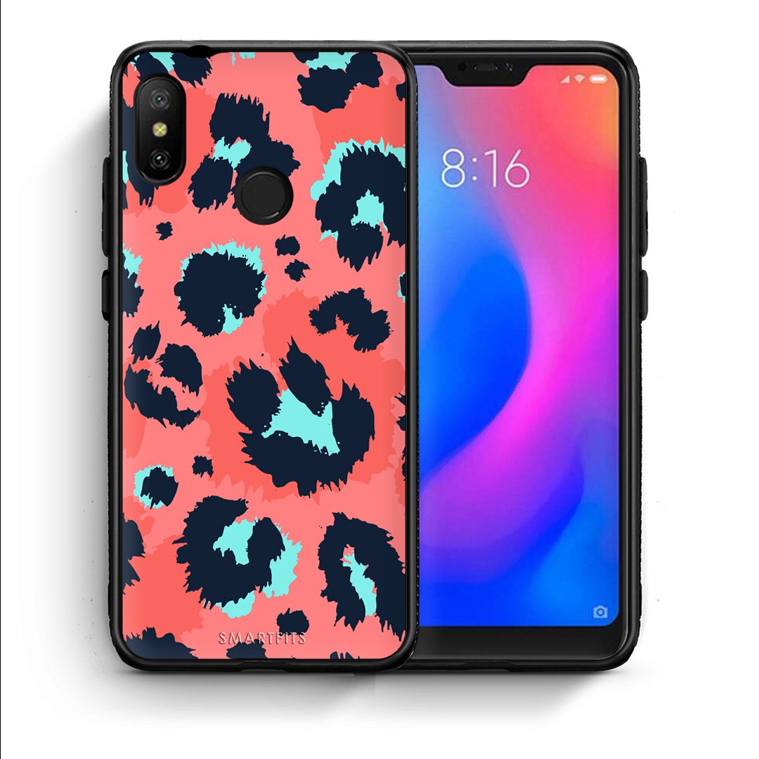 Θήκη Xiaomi Mi A2 Lite Pink Leopard Animal από τη Smartfits με σχέδιο στο πίσω μέρος και μαύρο περίβλημα | Xiaomi Mi A2 Lite Pink Leopard Animal case with colorful back and black bezels