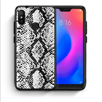 Thumbnail for Θήκη Xiaomi Mi A2 Lite White Snake Animal από τη Smartfits με σχέδιο στο πίσω μέρος και μαύρο περίβλημα | Xiaomi Mi A2 Lite White Snake Animal case with colorful back and black bezels