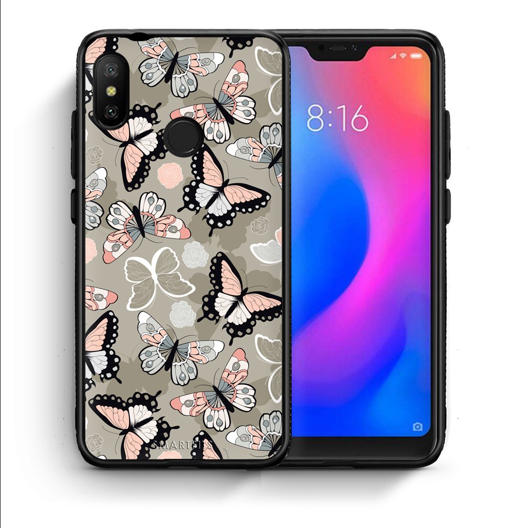 Θήκη Xiaomi Mi A2 Lite Butterflies Boho από τη Smartfits με σχέδιο στο πίσω μέρος και μαύρο περίβλημα | Xiaomi Mi A2 Lite Butterflies Boho case with colorful back and black bezels