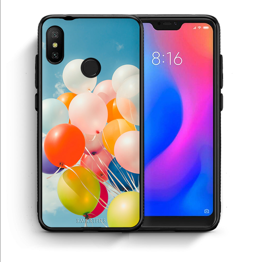 Θήκη Xiaomi Mi A2 Lite Colorful Balloons από τη Smartfits με σχέδιο στο πίσω μέρος και μαύρο περίβλημα | Xiaomi Mi A2 Lite Colorful Balloons case with colorful back and black bezels