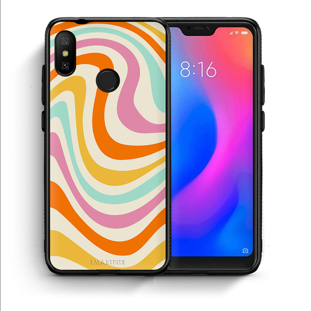 Θήκη Xiaomi Mi A2 Lite Colourful Waves από τη Smartfits με σχέδιο στο πίσω μέρος και μαύρο περίβλημα | Xiaomi Mi A2 Lite Colourful Waves case with colorful back and black bezels