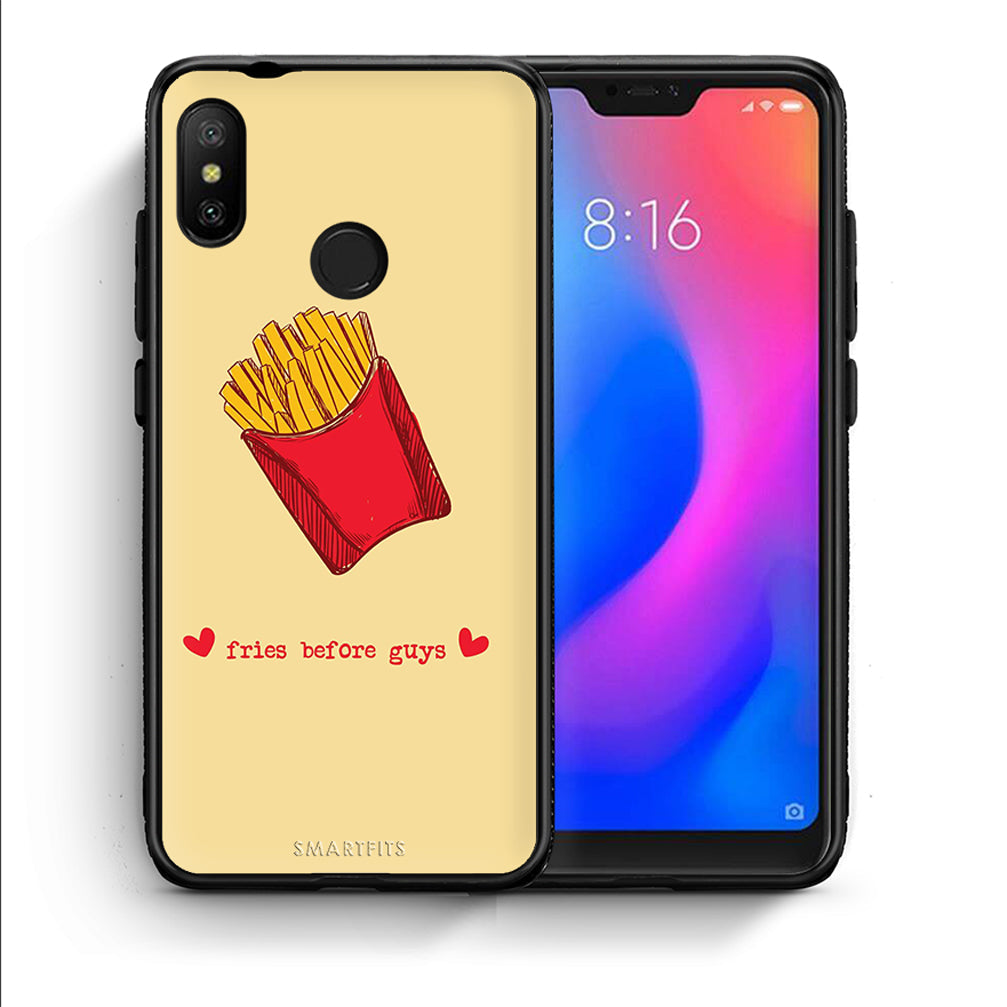 Θήκη Αγίου Βαλεντίνου Xiaomi Mi A2 Lite Fries Before Guys από τη Smartfits με σχέδιο στο πίσω μέρος και μαύρο περίβλημα | Xiaomi Mi A2 Lite Fries Before Guys case with colorful back and black bezels