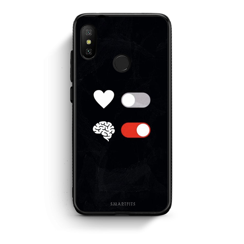 Xiaomi Mi A2 Lite Heart Vs Brain Θήκη Αγίου Βαλεντίνου από τη Smartfits με σχέδιο στο πίσω μέρος και μαύρο περίβλημα | Smartphone case with colorful back and black bezels by Smartfits