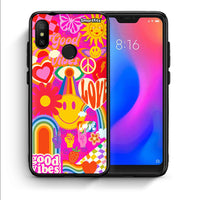 Thumbnail for Θήκη Xiaomi Mi A2 Lite Hippie Love από τη Smartfits με σχέδιο στο πίσω μέρος και μαύρο περίβλημα | Xiaomi Mi A2 Lite Hippie Love case with colorful back and black bezels