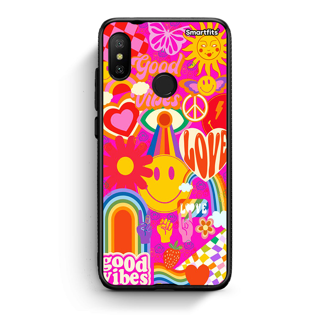 Xiaomi Mi A2 Lite Hippie Love θήκη από τη Smartfits με σχέδιο στο πίσω μέρος και μαύρο περίβλημα | Smartphone case with colorful back and black bezels by Smartfits