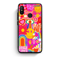 Thumbnail for Xiaomi Mi A2 Lite Hippie Love θήκη από τη Smartfits με σχέδιο στο πίσω μέρος και μαύρο περίβλημα | Smartphone case with colorful back and black bezels by Smartfits