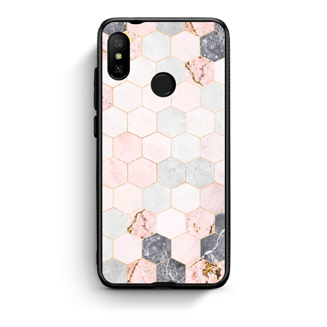 4 - Xiaomi Mi A2 Lite Hexagon Pink Marble case, cover, bumper