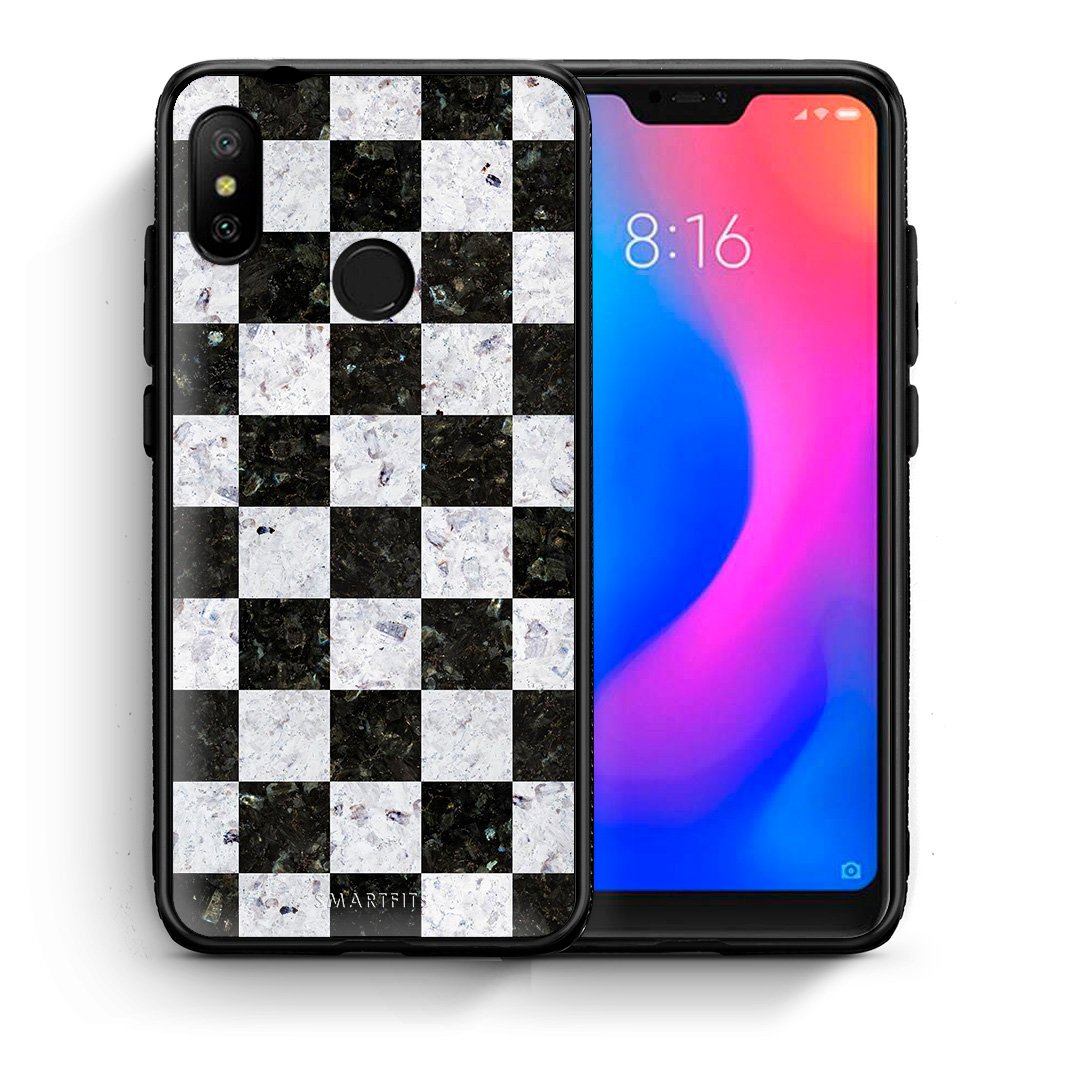 Θήκη Xiaomi Mi A2 Lite Square Geometric Marble από τη Smartfits με σχέδιο στο πίσω μέρος και μαύρο περίβλημα | Xiaomi Mi A2 Lite Square Geometric Marble case with colorful back and black bezels