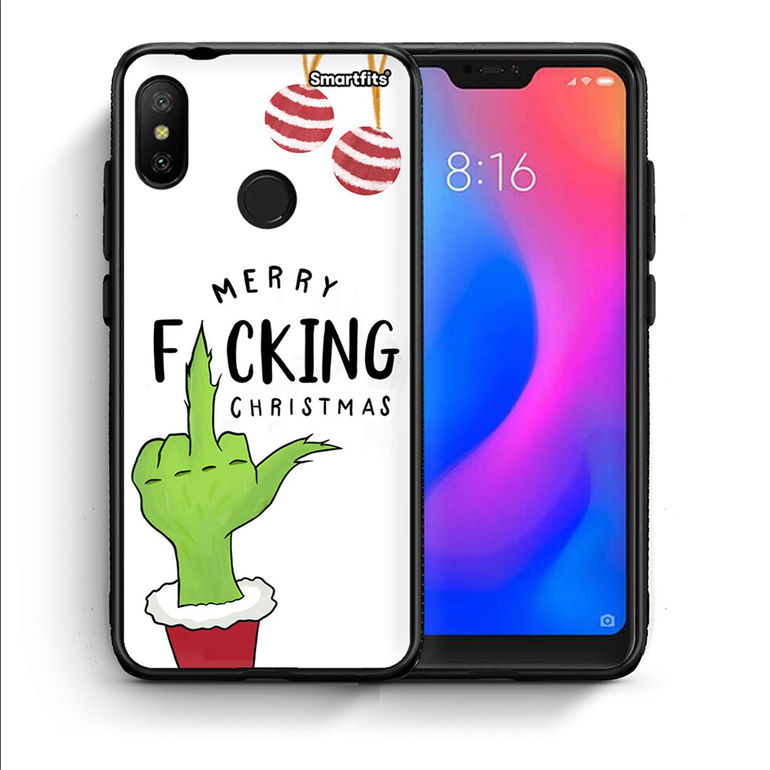 Θήκη Xiaomi Mi A2 Lite Merry F Xmas από τη Smartfits με σχέδιο στο πίσω μέρος και μαύρο περίβλημα | Xiaomi Mi A2 Lite Merry F Xmas case with colorful back and black bezels