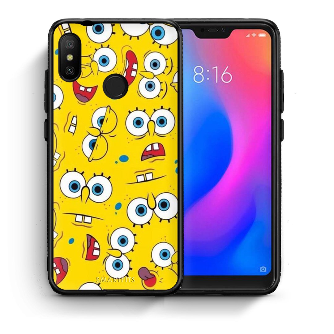 Θήκη Xiaomi Mi A2 Lite Sponge PopArt από τη Smartfits με σχέδιο στο πίσω μέρος και μαύρο περίβλημα | Xiaomi Mi A2 Lite Sponge PopArt case with colorful back and black bezels