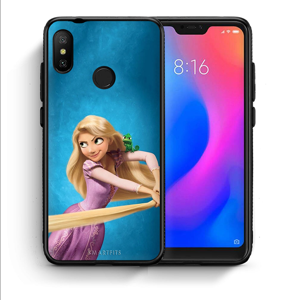 Θήκη Αγίου Βαλεντίνου Xiaomi Mi A2 Lite Tangled 2 από τη Smartfits με σχέδιο στο πίσω μέρος και μαύρο περίβλημα | Xiaomi Mi A2 Lite Tangled 2 case with colorful back and black bezels