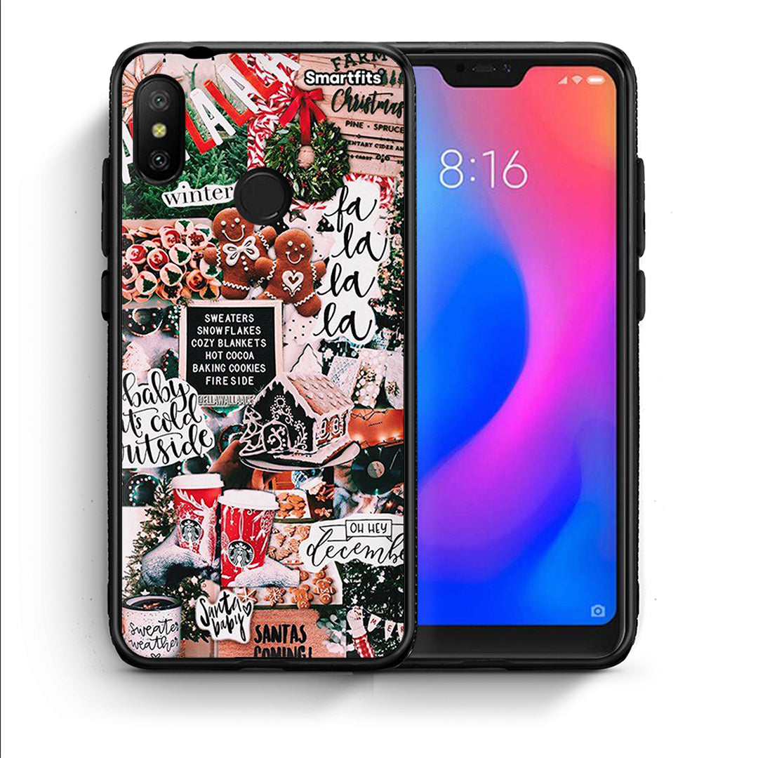 Θήκη Xiaomi Mi A2 Lite Xmas Habbits από τη Smartfits με σχέδιο στο πίσω μέρος και μαύρο περίβλημα | Xiaomi Mi A2 Lite Xmas Habbits case with colorful back and black bezels