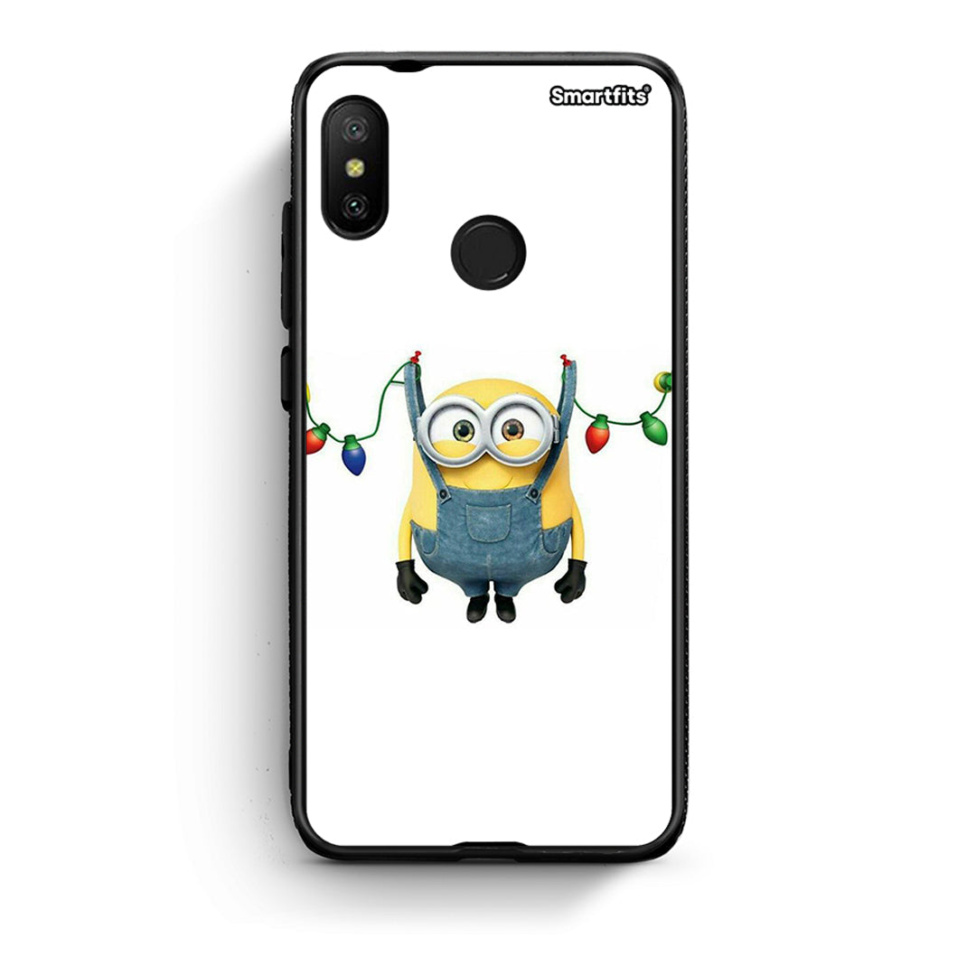 Xiaomi Mi A2 Lite Xmas Minion Lights θήκη από τη Smartfits με σχέδιο στο πίσω μέρος και μαύρο περίβλημα | Smartphone case with colorful back and black bezels by Smartfits