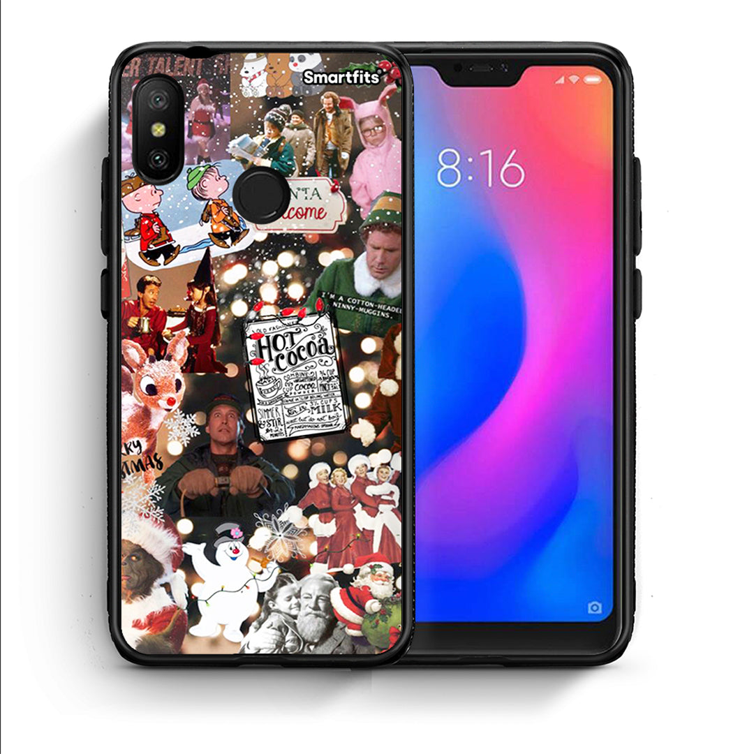 Θήκη Xiaomi Mi A2 Lite Xmas Movies από τη Smartfits με σχέδιο στο πίσω μέρος και μαύρο περίβλημα | Xiaomi Mi A2 Lite Xmas Movies case with colorful back and black bezels