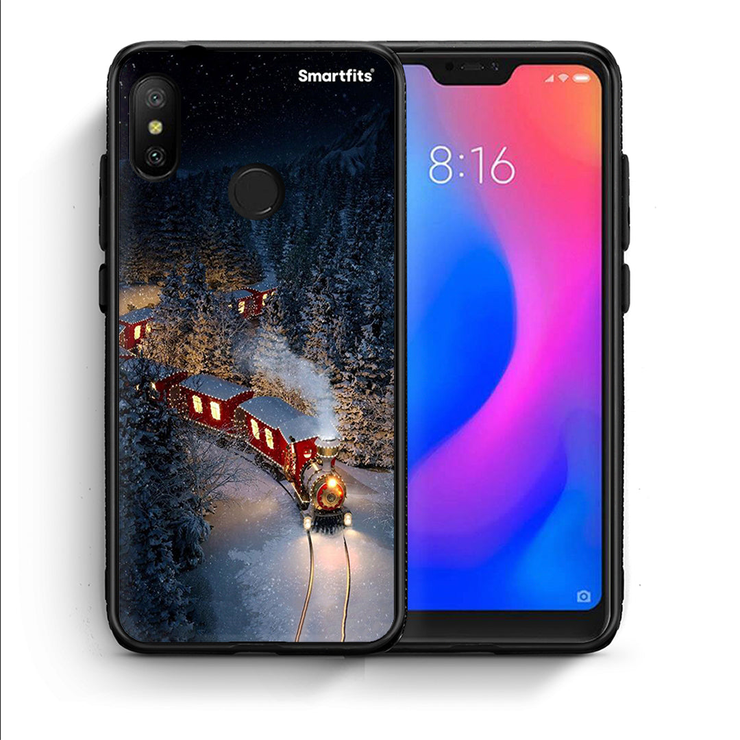 Θήκη Xiaomi Mi A2 Lite Xmas Train από τη Smartfits με σχέδιο στο πίσω μέρος και μαύρο περίβλημα | Xiaomi Mi A2 Lite Xmas Train case with colorful back and black bezels